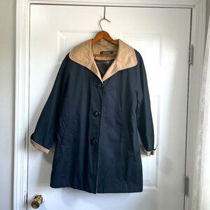 Ellen Tracy Fully Lined Black and Tan Plaid Swing Raincoat Size Petite Small